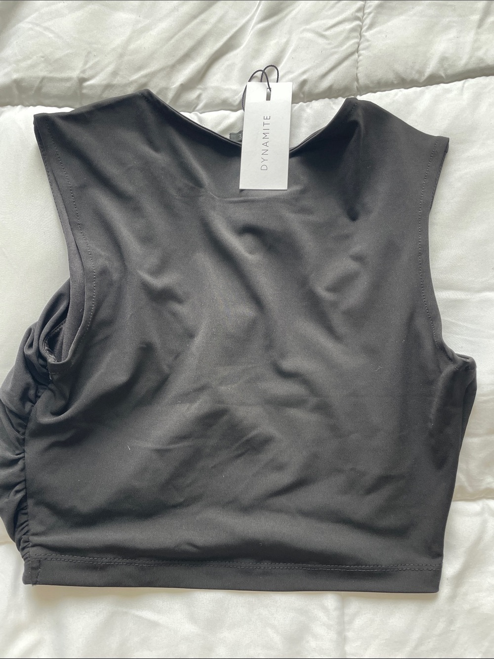 Dynamite Black Twist-Front crop tank - Picture 2 of 3